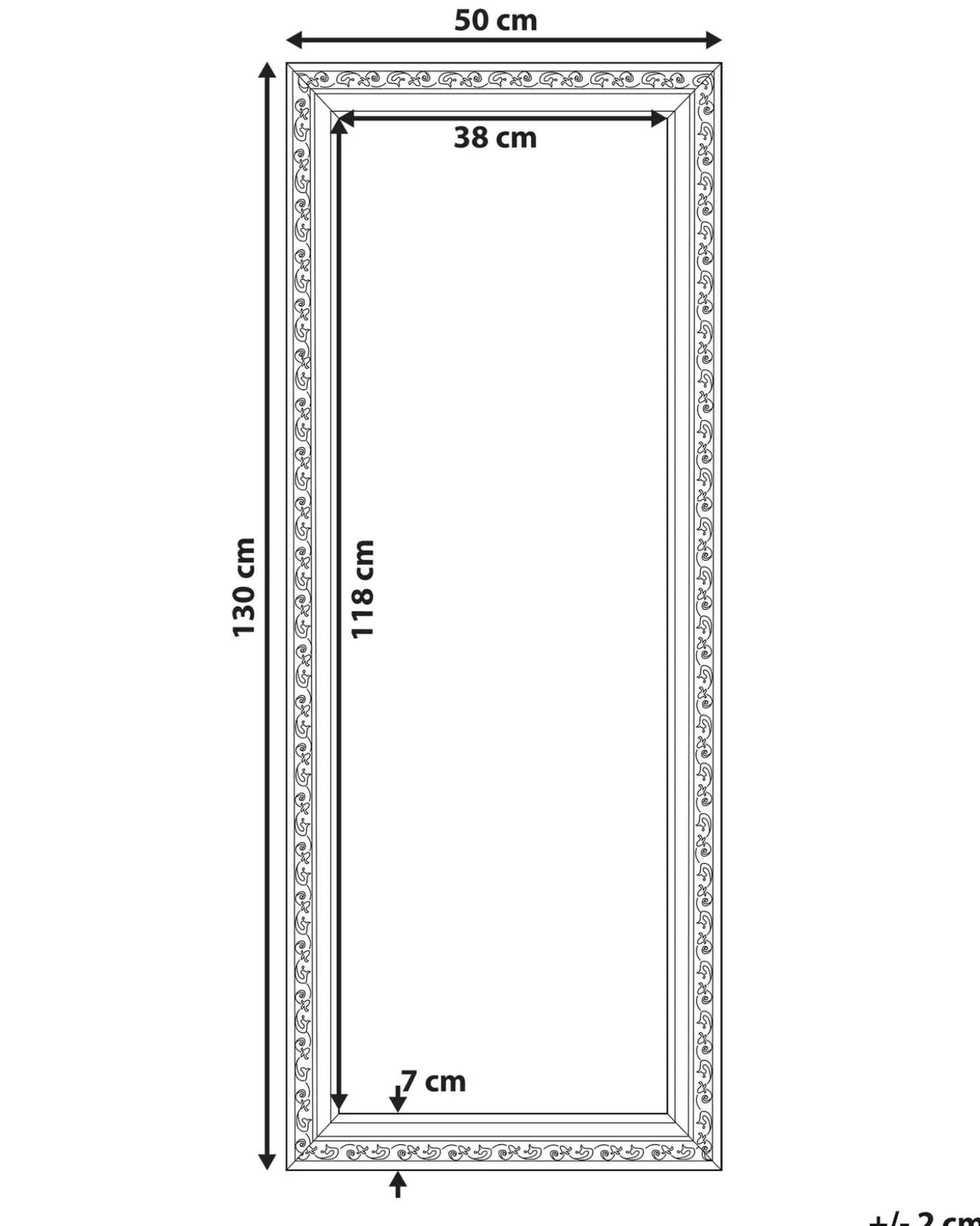 Vægspejl MAULEON 50 cm 130 cm Cremehvid