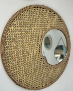 Vægspejl PALAU 60 cm 60 cm Rattan Naturlig