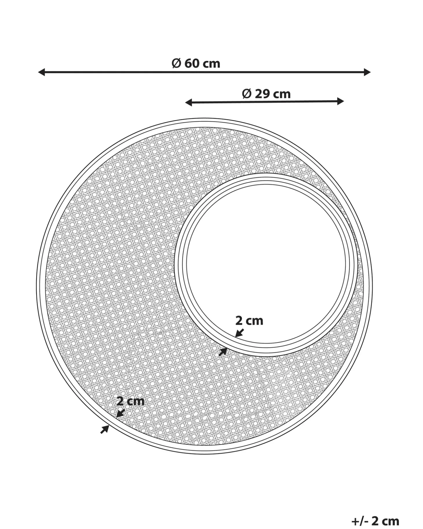 Vægspejl PALAU 60 cm 60 cm Rattan Naturlig