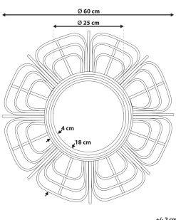 Vægspejl PASAKU 60 cm 60 cm Rattan Naturlig