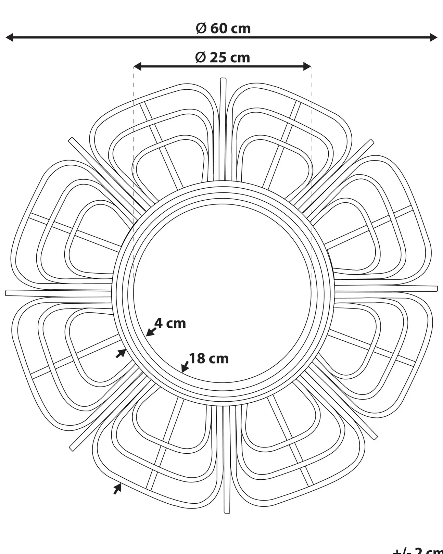 Vægspejl PASAKU 60 cm 60 cm Rattan Naturlig