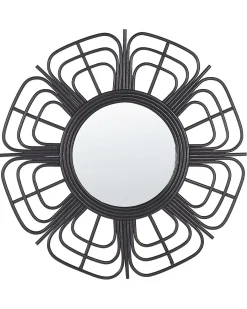 Vægspejl PASAKU 60 cm 60 cm Rattan Sort