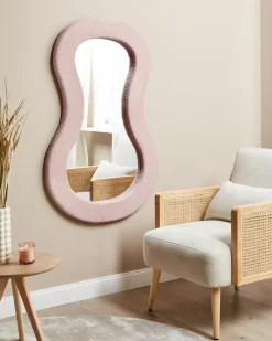 Vægspejl PLANCHEZ 70 cm 112 cm Boucle Lyserød