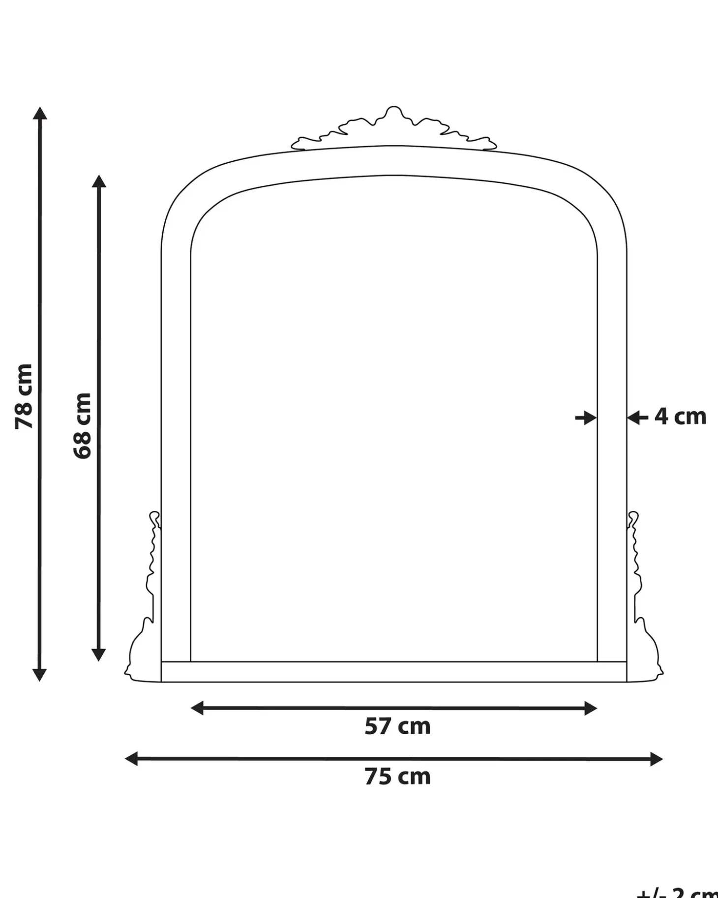 Vægspejl SUSSEY 75 cm 78 cm Guld