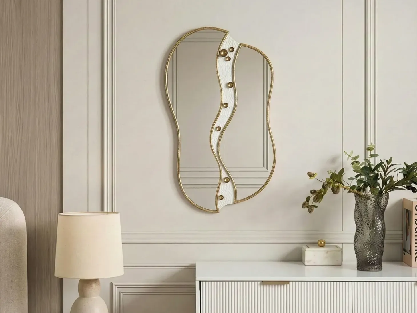 Vægspejl TAWLEY 45 cm 76 cm Metal Guld
