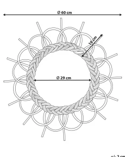 Vægspejl TELAKIA 60 cm 60 cm Rattan Naturlig