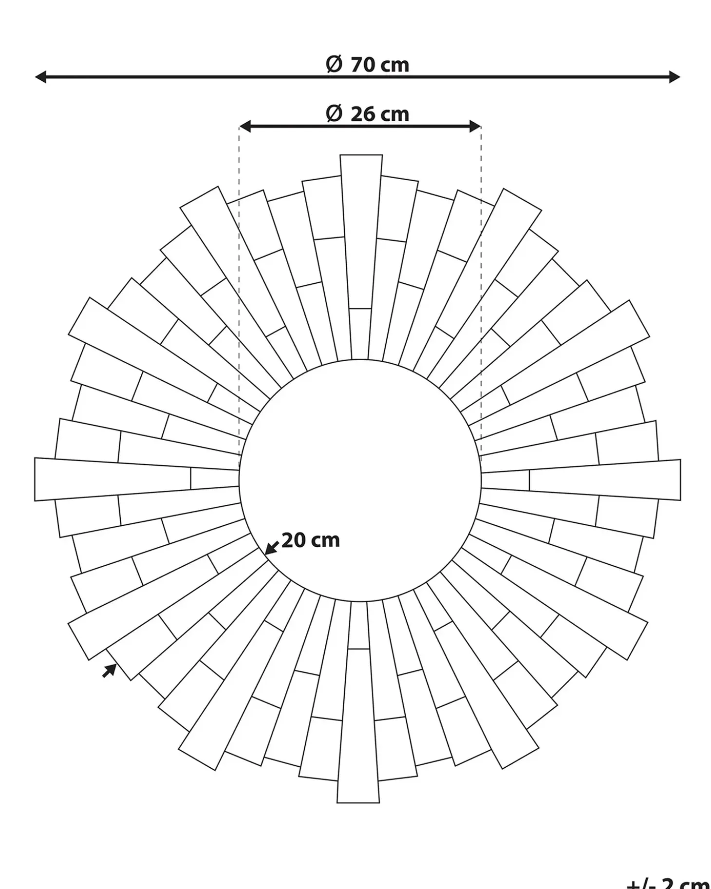 Vægspejl VIRE 70 cm 70 cm Sølv