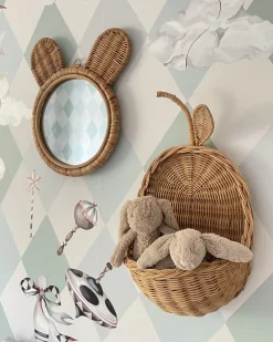 Vægspejl ASHANTI 30 cm 33 cm Rattan Naturlig