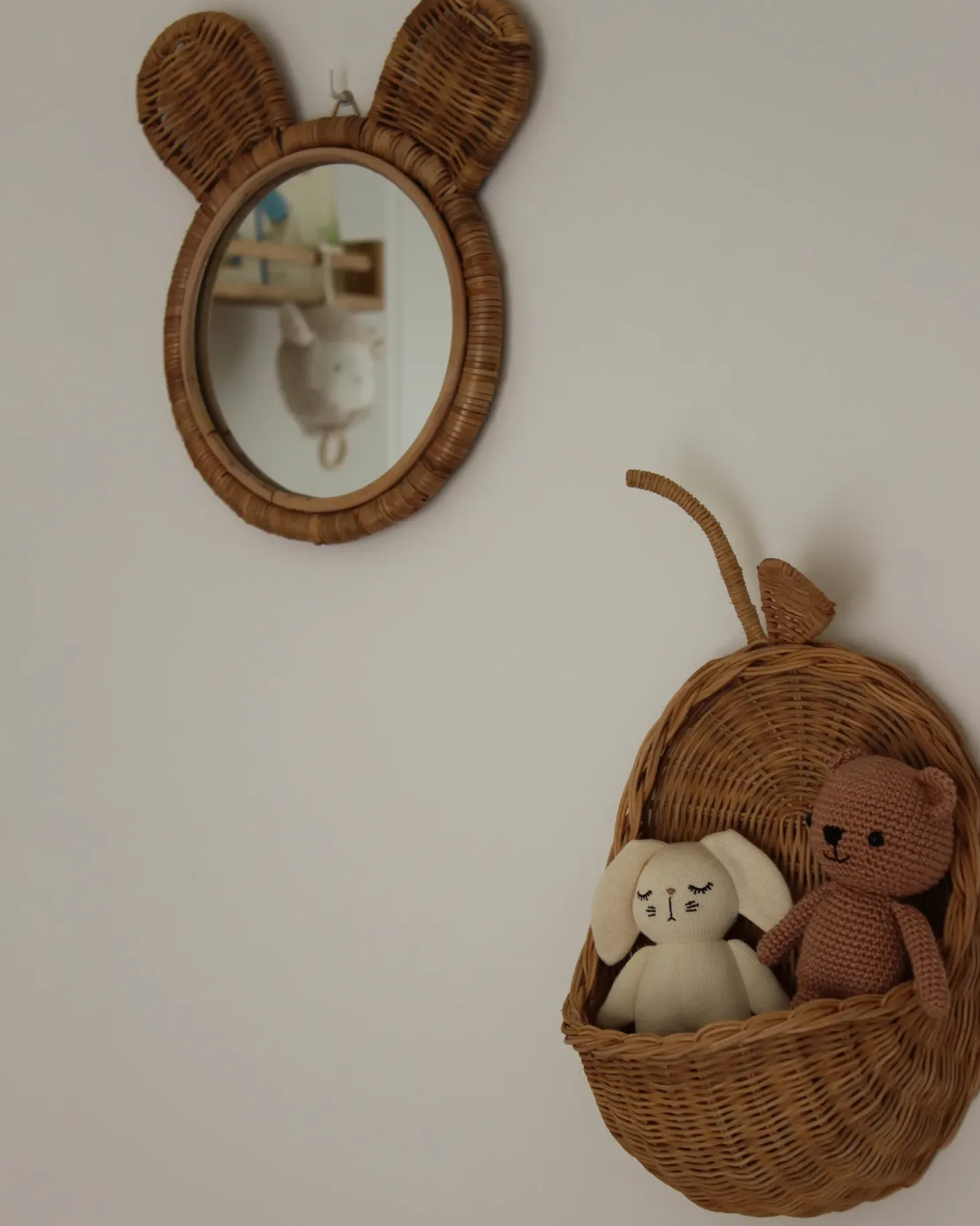 Vægspejl ASHANTI 30 cm 33 cm Rattan Naturlig