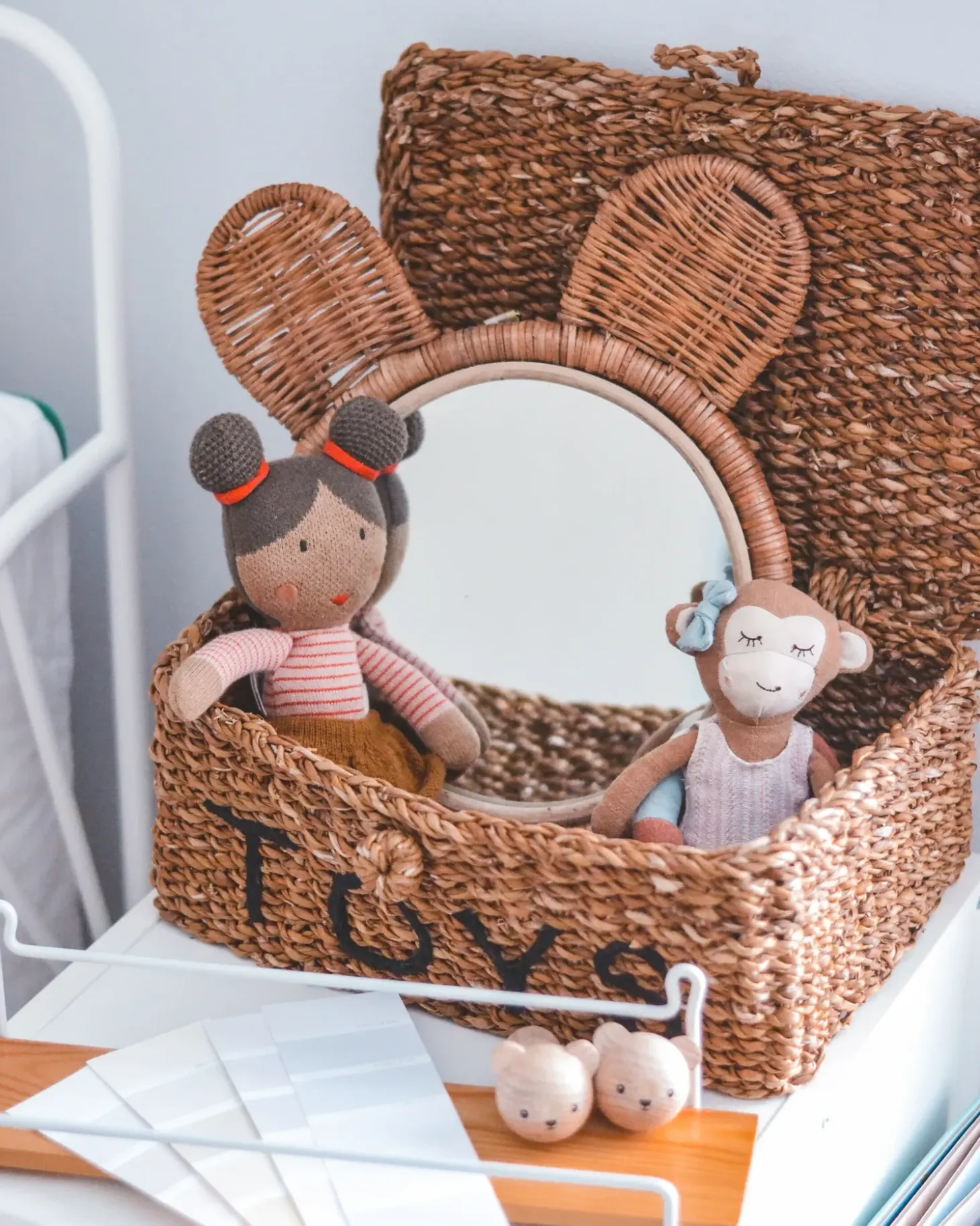 Vægspejl ASHANTI 30 cm 33 cm Rattan Naturlig