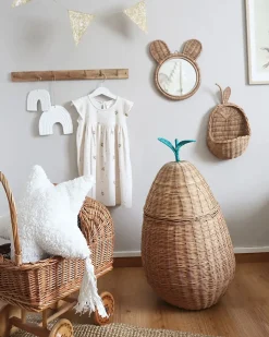 Vægspejl ASHANTI 30 cm 33 cm Rattan Naturlig