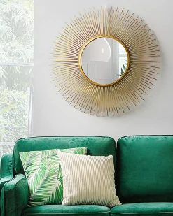 Vægspejl CILLY 80 cm 80 cm Metal Guld