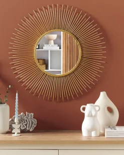 Vægspejl CILLY 80 cm 80 cm Metal Guld