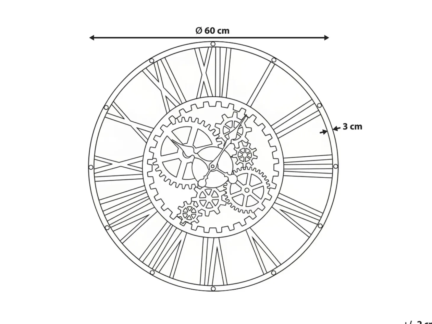 Vægur PETRER 60 cm Metal Sort