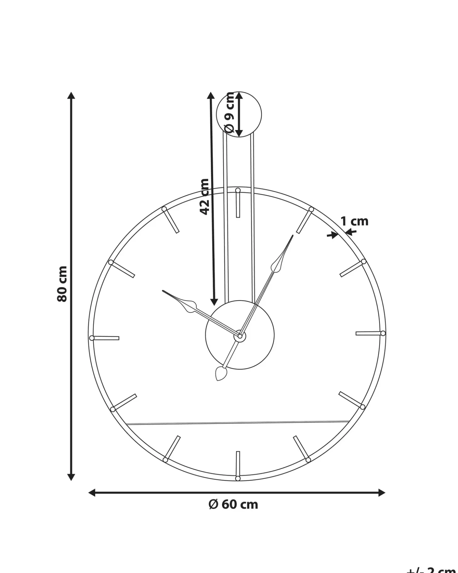 Vægur TAUGON 60 cm Metal Sort