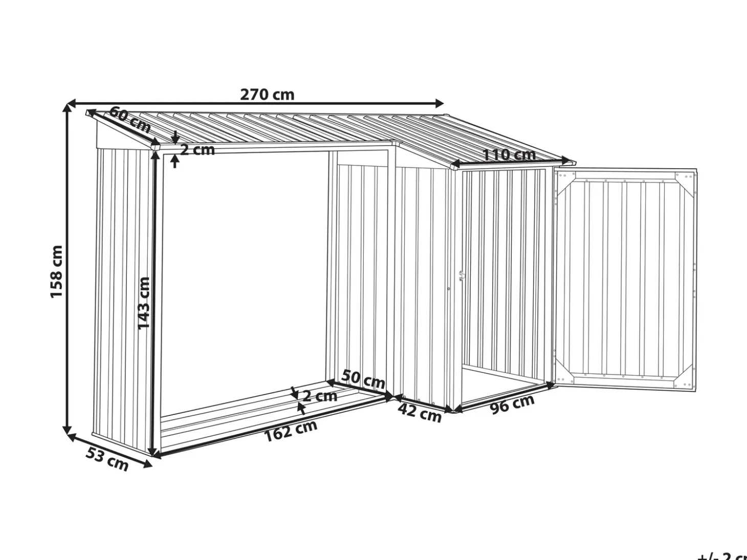 Værktøjsrum AOSTA 270 cm 105 cm Sort
