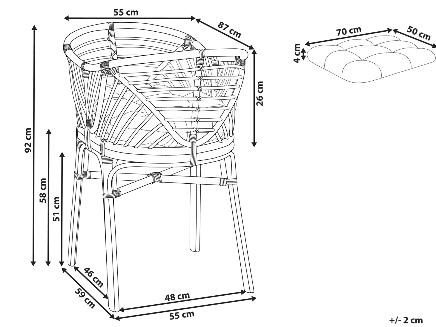 Vugge Rattan GRUISSAN 50 x 70 cm Naturlig